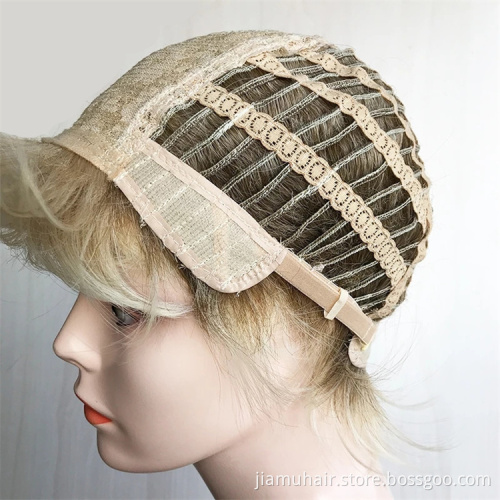 Ombre Brown Blonde Pixie Cut Women's Wig Shaggy Layered Natural Short Straight Synthetic Hair Female Haircut